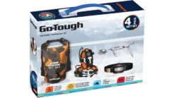 Go-Tough 4 Piece Camping Gift Set - Drybag, Para Cord, Headlamp, Fork/Spoon/Knife